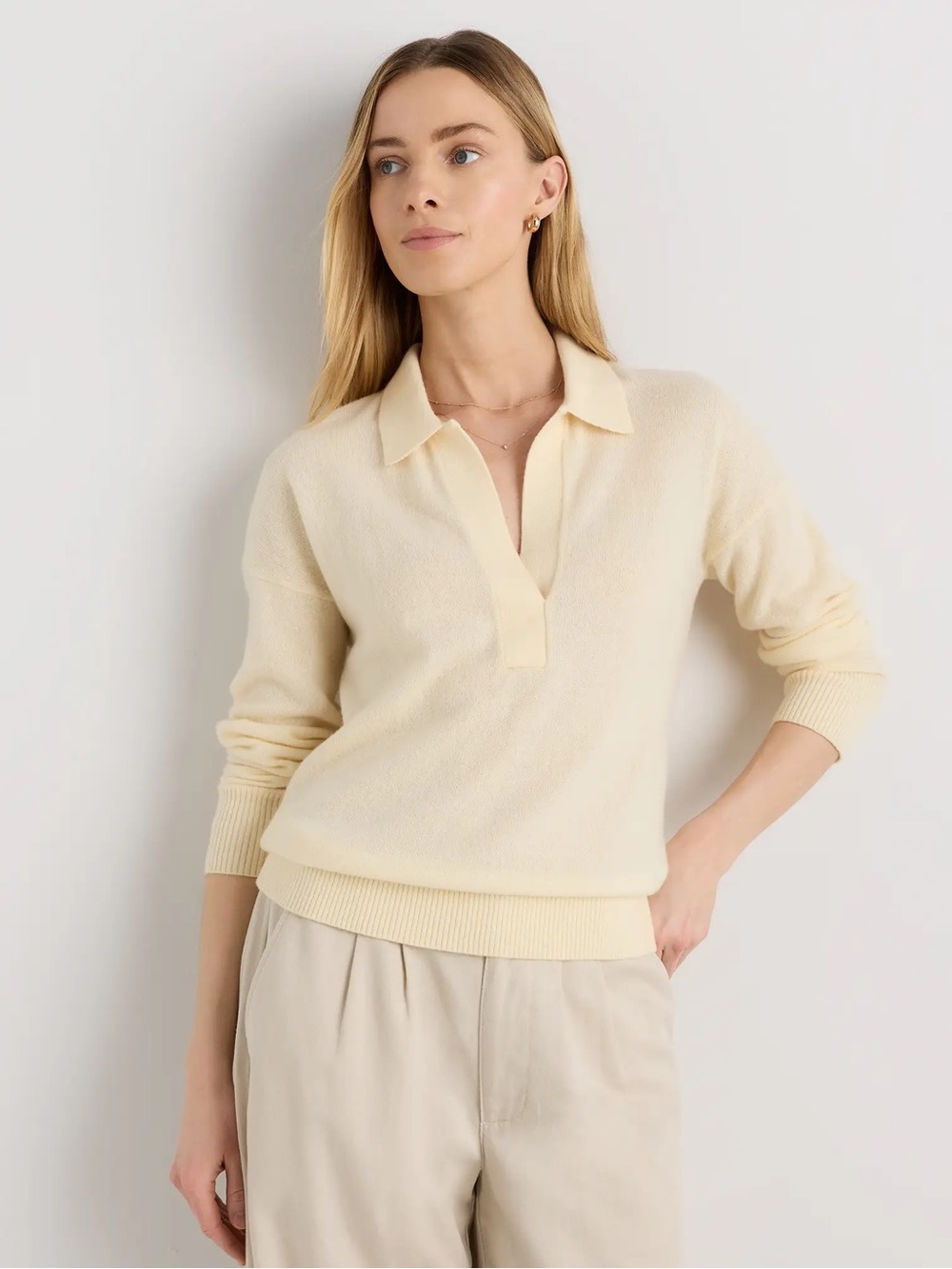 Mongolian Cashmere Polo Sweater